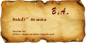 Bekő Aranka névjegykártya